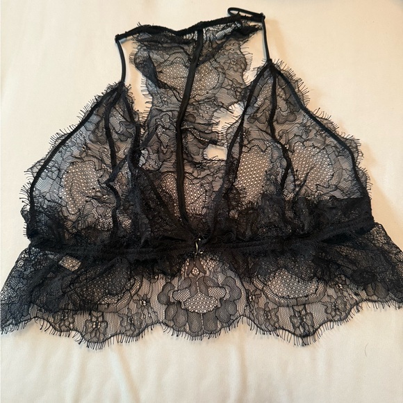 Anine Bing Black Sheer Lace Bralette - Picture 1 of 3